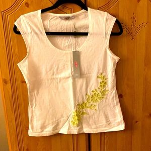 Per Una by marks and Spencer capped sleeve top with embroidered floral design